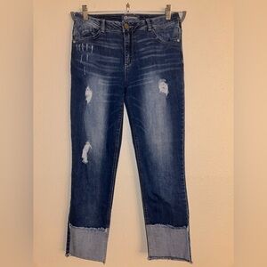 Democracy Jeans Womens Flex-Ellent‎ size 4 Blue Stretch - distressed - raw hem